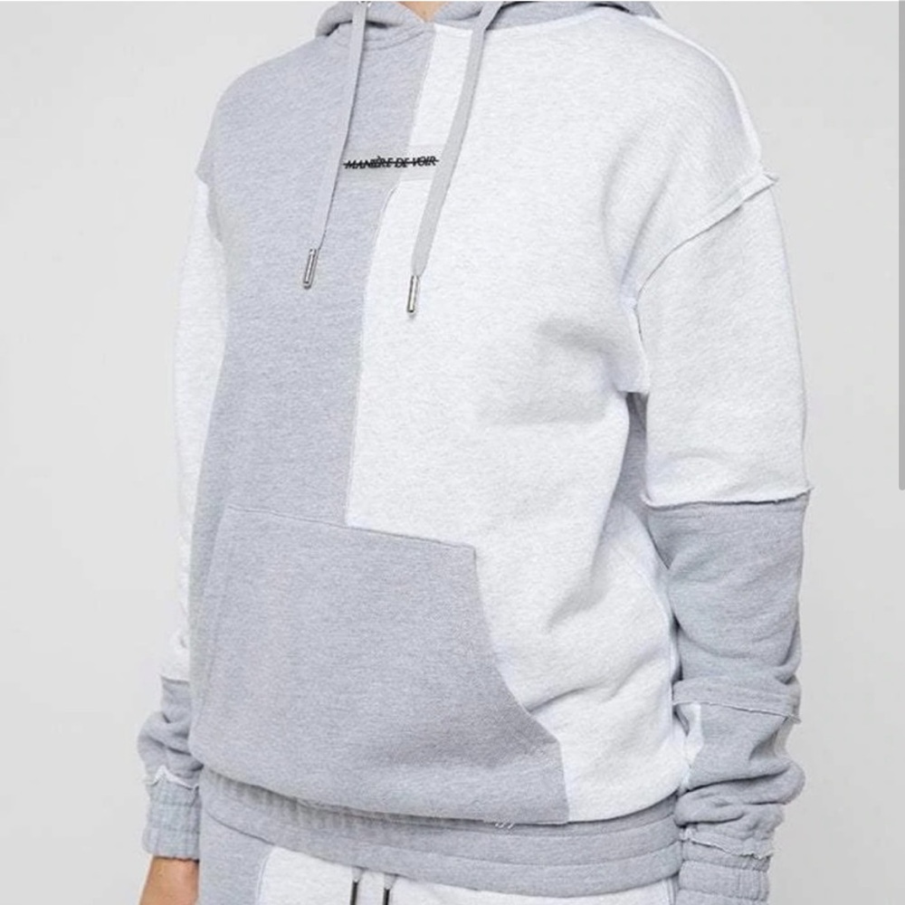 Manière De Voir - Patchwork Colour Block Hoodie Sweater